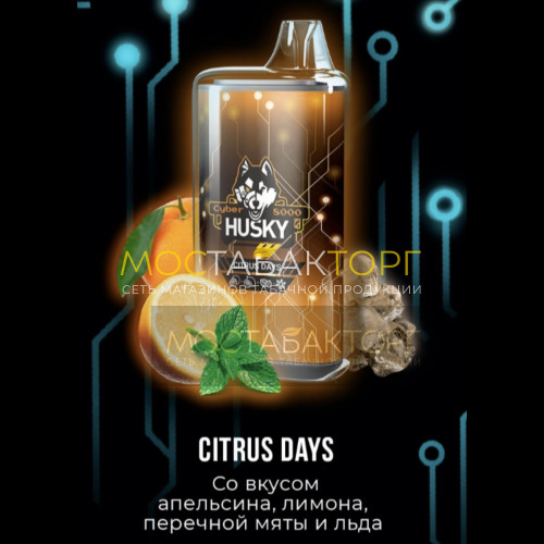 Электронные сигареты Husky Cyber Citrus Days(Хаски Кибер Апельсин Лимон Перечная Мята Лёд)