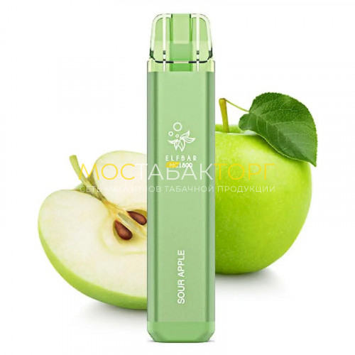Электронные сигареты Elf Bar NC1800 - Яблоко (Sour Apple)