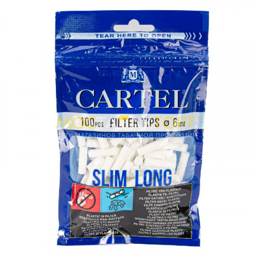 Сигаретные фильтры для самокруток Cartel Slim Long 6/22 мм (100 шт)