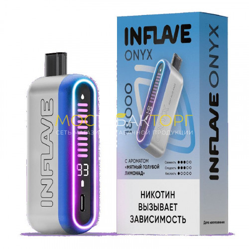 Электронные сигареты Inflave Onyx 18000 затяжек - Мятный голубой лимонад