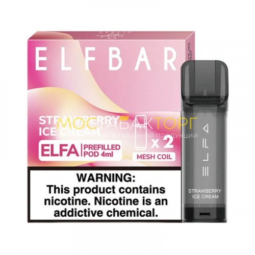Сменный картридж Elf Bar Elfa - Клубничное мороженое (Strawberry Ice Cream), 2 шт