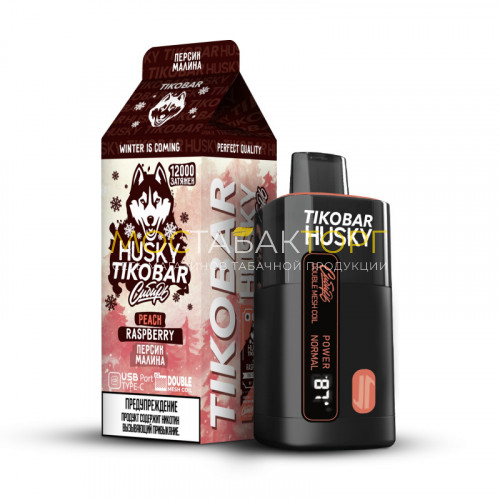 Электронные сигареты TIKOBAR HUSKY Сибирь Персик малина 12000 затяжек
